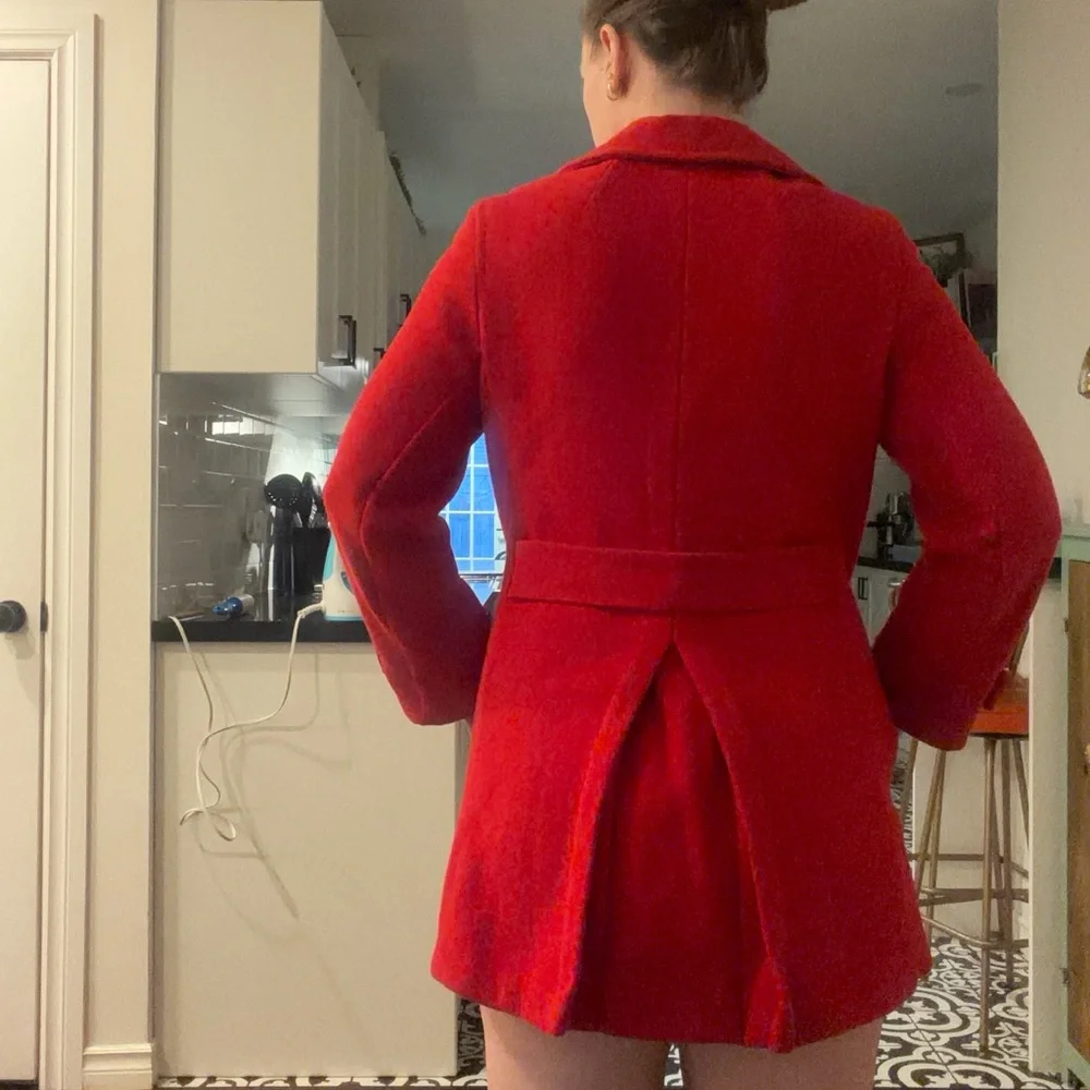 Vintage 60s Red Women's Double-Breasted wool Peacoat Jacket - Picture 9 of 17